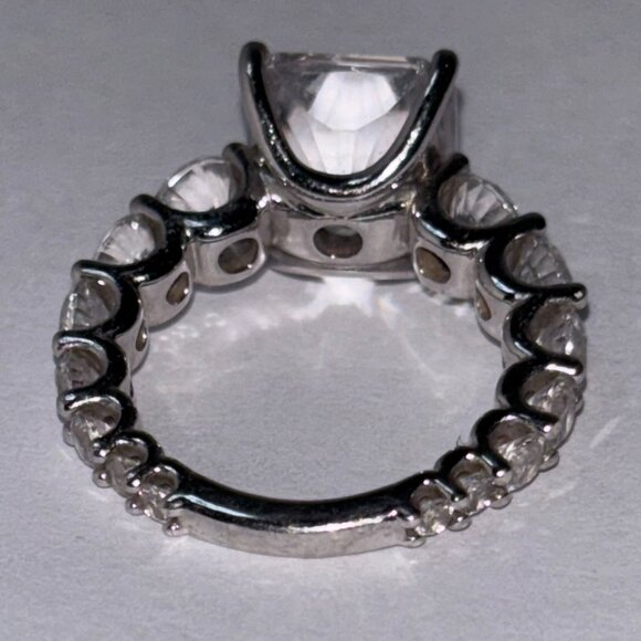 Platinum Clad® 925 Sterling Silver Cushion Cut CZ Engagement Ring Size 4 - Picture 7 of 14